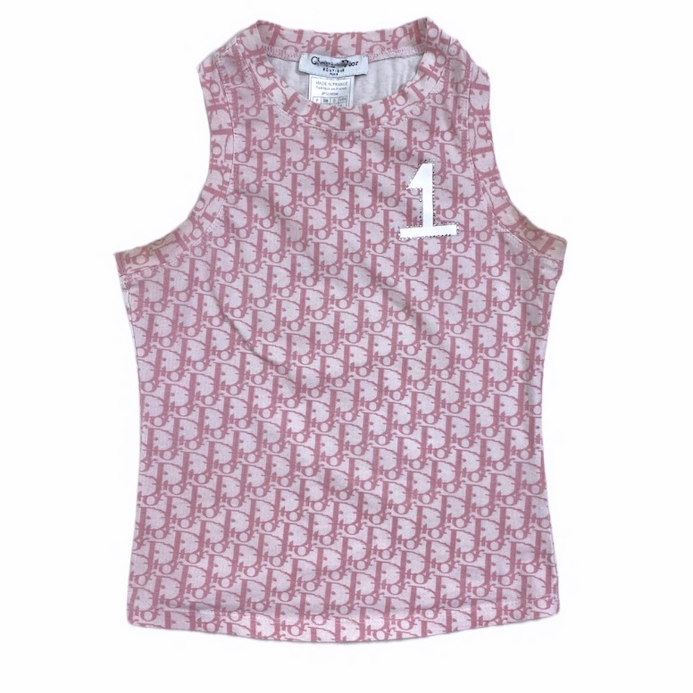 Christian Dior trotter logo Pink Monogram Vintage Tank Top Size size 6